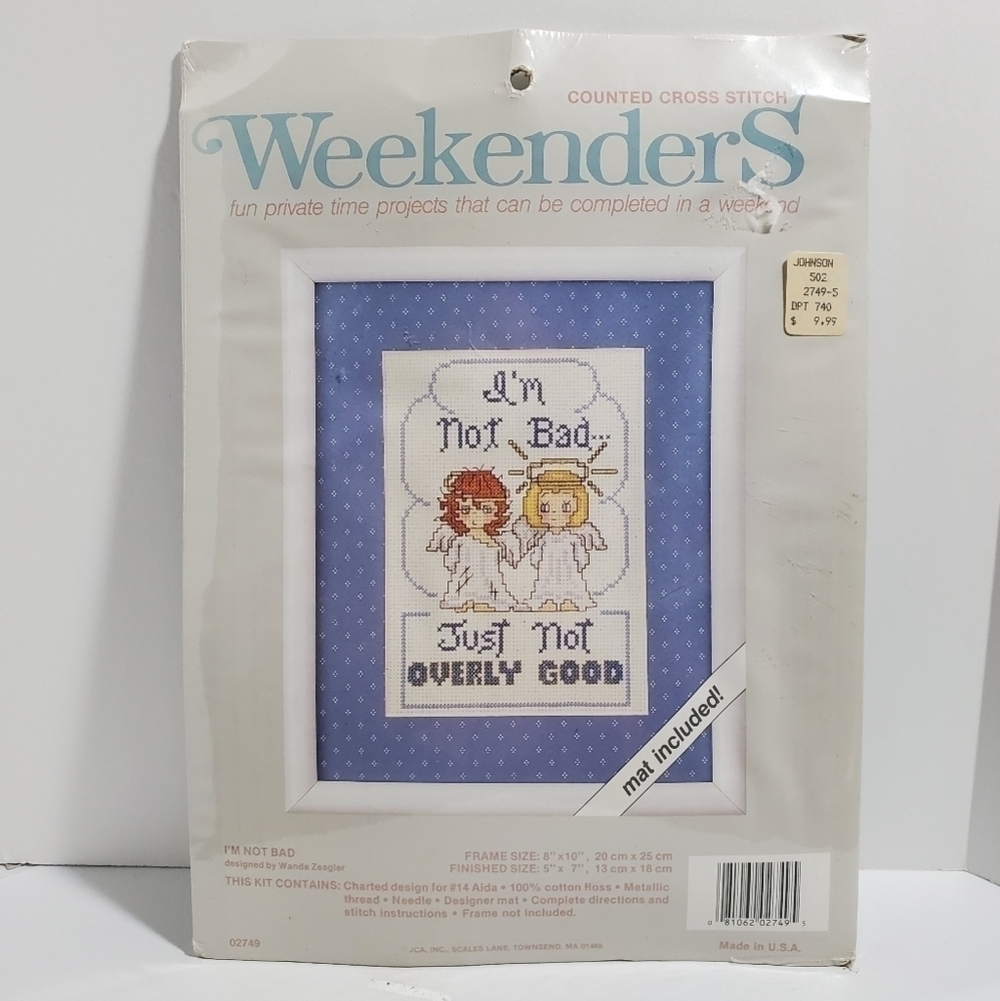 Vintage counted cross stitch Im not Bad Just not Overly Good new unopened